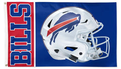 Flag with a football helmet and 'Bills' text on a blue background